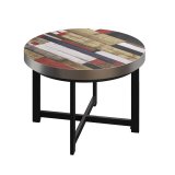 BO | Bistrobord | Ø60xH54cm | 50mm | Rustfritt stål kant | Vintage Fargerik/Sort