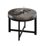 BO | Bistrobord | Ø80xH54cm | 50mm | Rostfritt stålkant | Wenge/ Svart