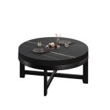 BO | Bistro Lounge Table | Ø70xH34cm | 50mm | Black Edge | Black Marbled / Black