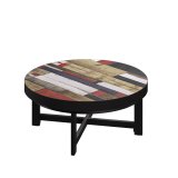 BO | Bistro Lounge Tisch | Ø80xH34cm | 50mm | Schwarzer Rand | Vintage Bunt/ Schwarz