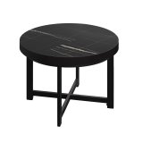 BO | Bistro Bord | Ø80xH54cm | 50mm | Sort kant | Sort marmor/ Sort