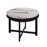 BO | Bistro bord | Ø80xH54cm | 50mm | Sort kant | Hvid marmor/ sort