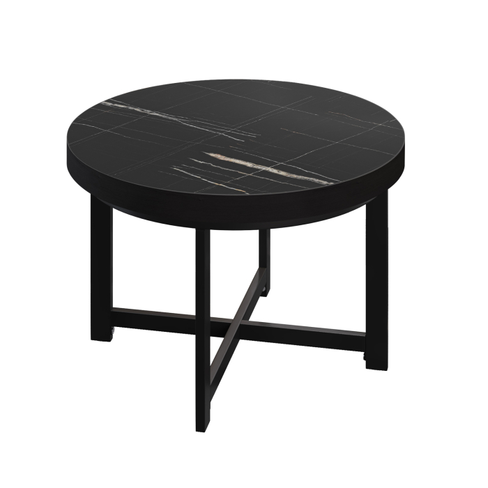 BO | Mesa Bistro | Ø60xH54cm | 50mm | Mármol Negro/ Negro