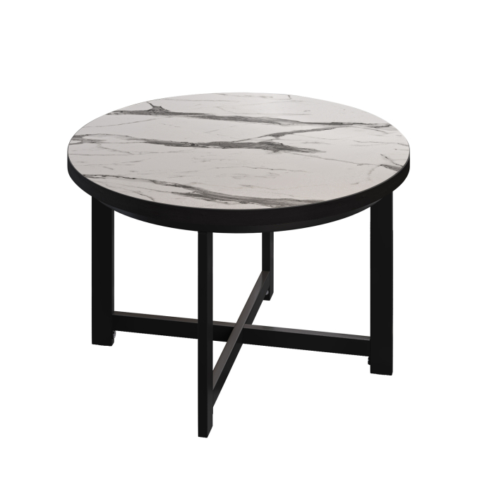 BO | Bistro Table | Ø60xH52cm | 25mm | White Marble/ Black