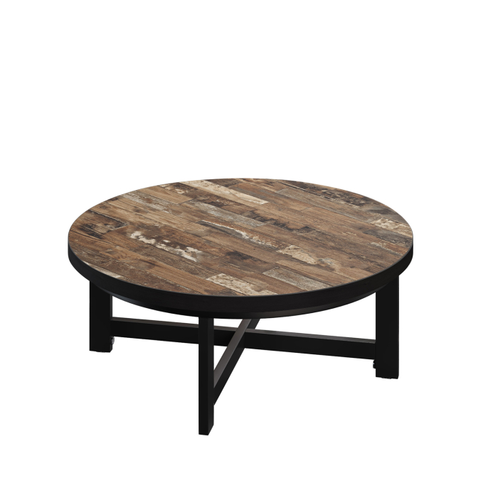 BO | Bistro Lounge Bord | Ø80xH32cm | 25mm | Vintage Gammal/ Svart