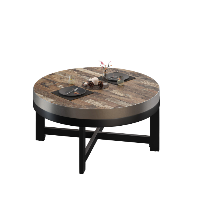 BO | Bistro Lounge Bord | Ø80xH34cm | 50mm | Vintage Gammal/ Svart