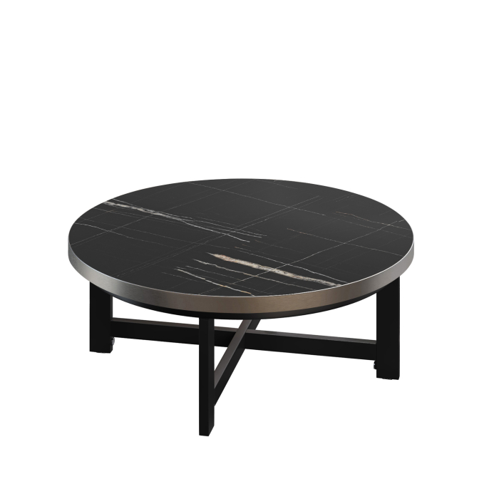 BO | Bistro salongbord | Ø80xH32cm | 25 mm | Svart marmor/sort