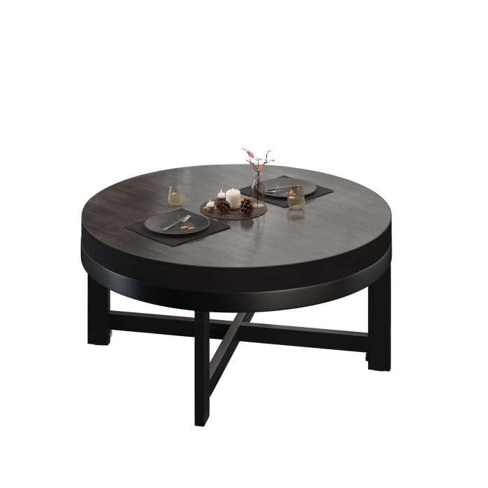BO | Tavolo da salotto Bistro | Ø70xH34cm | 50mm | Wenge/ Nero