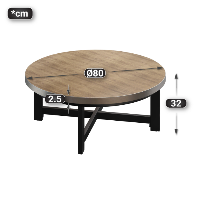 BO | Bistro salongbord | Ø80xH32cm | 25 mm | Eik/Sort BO | Bistro salongbord | Ø80xH32cm | 25 mm | Eik/Sort