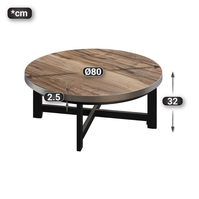 BO | Bistro Lounge Table | Ø80xH32cm | 25mm | Sheesham/ Sort