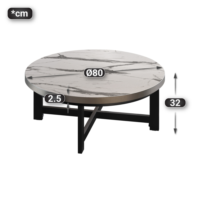 BO | Bistro Lounge Table | Ø80xH32cm | 25mm | Hvid Marmor/ Sort BO | Bistro Lounge Table | Ø80xH32cm | 25mm | Hvid Marmor/ Sort