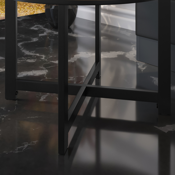 BO | Bistro Lounge Table | Ø80xH32cm | 25mm | Hvid Marmor/ Sort BO | Bistro Lounge Table | Ø80xH32cm | 25mm | Hvid Marmor/ Sort