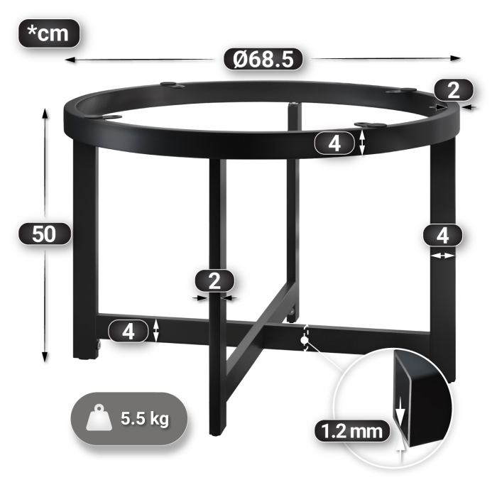 BO | Tavolo da bistrot | Ø80xH52cm | 25mm | Marmo nero/ Nero BO | Tavolo da bistrot | Ø80xH52cm | 25mm | Marmo nero/ Nero