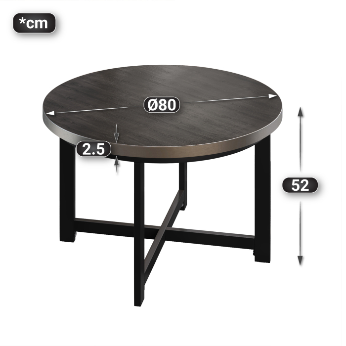 BO | Tavolo da bistrot | Ø80xH52cm | 25mm | Wenge/ Nero