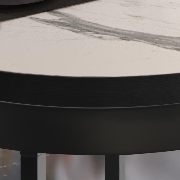 BO | Bistro Lounge Table | Ø70xH32cm | 25mm | Hvid Marmor/ Sort