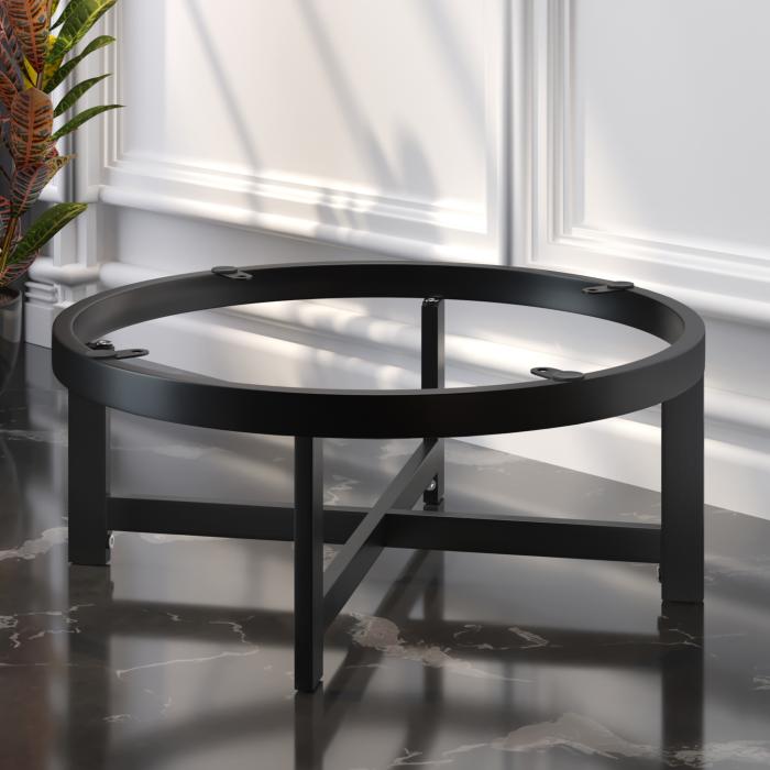 BO | Bistro Lounge Table | Ø70xH32cm | 25mm | Hvid Marmor/ Sort