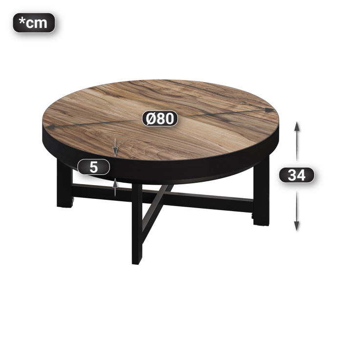BO | Bistro Lounge Table | Ø80xH34cm | 50mm | Sheesham/ Sort BO | Bistro Lounge Table | Ø80xH34cm | 50mm | Sheesham/ Sort