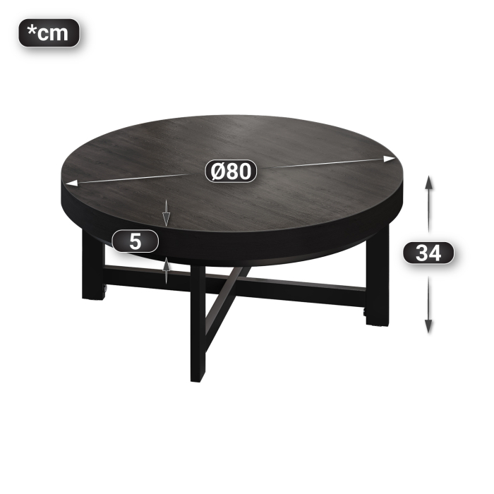BO | Bistro salongbord | Ø80xH34cm | 50 mm | Wenge/Sort BO | Bistro salongbord | Ø80xH34cm | 50 mm | Wenge/Sort