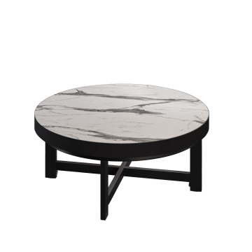 BO | Bistro Lounge Table | Ø60xH34cm | 50mm | Hvid Marmor/ Sort