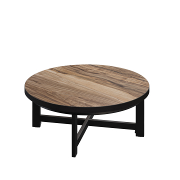 BO | Bistro Lounge Tisch | Ø60xH32cm | 25mm | Schwarzer Rand | Sheesham/ Schwarz