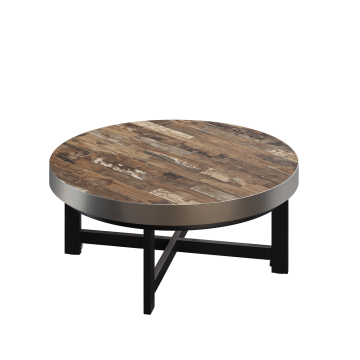 BO | Bistro Lounge Tisch | Ø60xH34cm | 50mm | Edelstahl Rand | Vintage Old/ Schwarz