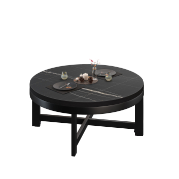 BO | Bistro Loungetafel | Ø70xH32cm | 25mm | Zwart Marmer/Zwart