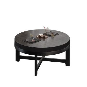 BO | Bistro Loungetafel | Ø70xH34cm | 50mm | Wengé/ Zwart