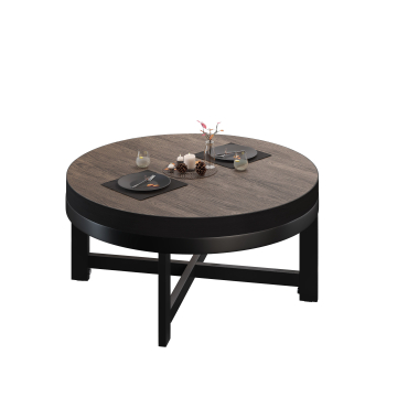 BO | Bistro salongbord | Ø70xH34cm | 50 mm | Lys wenge/svart