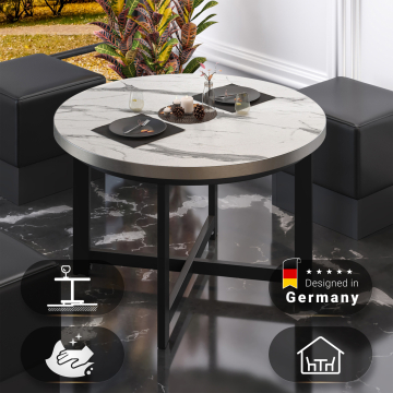 BO | Bistrobord | Ø60xH52cm | 25mm | Hvid marmor/ Sort