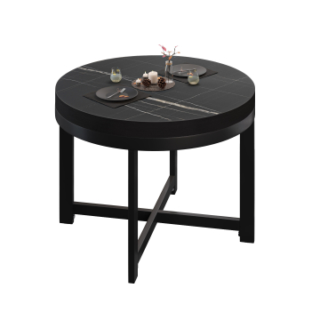 BO | Bistrotafel | Ø70xH54cm | 50mm | Zwart Marmer/ Zwart