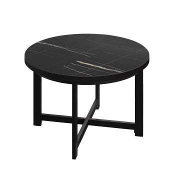 BO | Bistrotafel | Ø80xH52cm | 25mm | Zwart Marmer/ Zwart