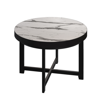 BO | Mesa Bistro | Ø60xH54cm | 50mm | Mármol Blanco/ Negro