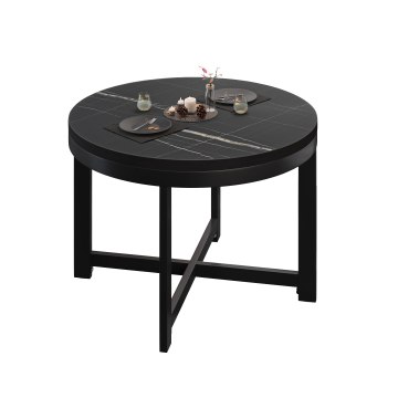 BO | Mesa Bistro | Ø70xH52cm | 25mm | Mármol Negro/ Negro