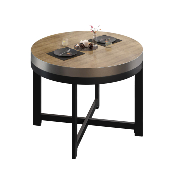 BO | Table Bistro | Ø80xH54cm | 50mm | Chêne/ Noir