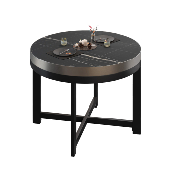 BO | Table Bistro | Ø80xH54cm | 50mm | Marbre noir/ Noir