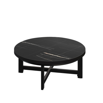 BO | Table de salon Bistro | Ø80xH32cm | 25mm | Sheesham/ Noir