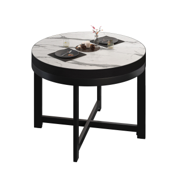 BO | Tavolo da bistrot | Ø70xH54cm | 50mm | Marmo bianco/nero