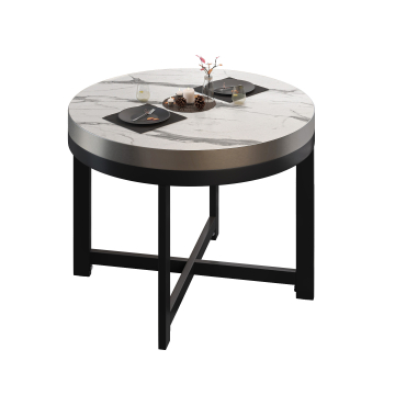 BO | Tavolo da bistrot | Ø80xH54cm | 50mm | Marmo bianco/nero