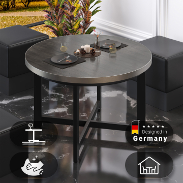 BO | Bistro Tisch | Ø60xH52cm | 25mm | Edelstahl Rand | Weiß Marmor/ Schwarz