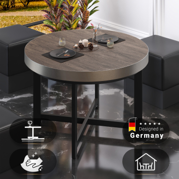 BO | Bistro Tisch | Ø60xH54cm | 50mm | Edelstahl Rand | Light Wenge/ Schwarz