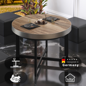 BO | Bistro Tisch | Ø60xH54cm | 50mm | Edelstahl Rand | Sheesham/ Schwarz