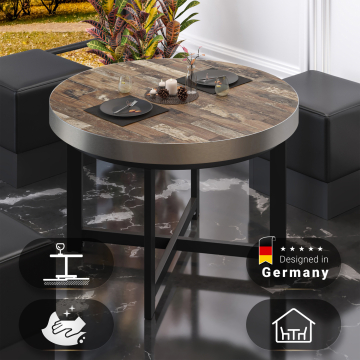 BO | Bistro Tisch | Ø60xH54cm | 50mm | Edelstahl Rand | Vintage Old/ Schwarz