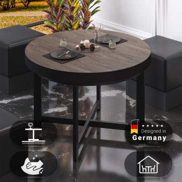BO | Bistro Tisch | Ø60xH54cm | 50mm | Schwarzer Rand | Light Wenge/ Schwarz