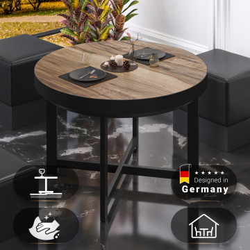BO | Bistro Tisch | Ø60xH54cm | 50mm | Schwarzer Rand | Sheesham/ Schwarz