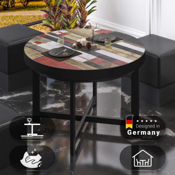 BO | Bistro Tisch | Ø60xH54cm | 50mm | Schwarzer Rand | Vintage Bunt/ Schwarz