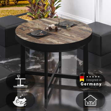 BO | Bistro Tisch | Ø60xH54cm | 50mm | Schwarzer Rand | Vintage Old/ Schwarz