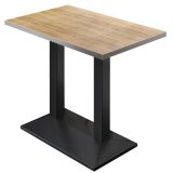 BPA | Tavolo Alto Bistro | 130 x 80 x 112 cm | Bordo in Acciaio Inox | Rettangolare | Rovere / Nero