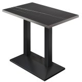 BPA | Bistro Standing Table | 110 x 60 x 112 cm | Stainless Steel Edge | Rectangular | Black Marble / Black