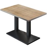 BPA | Table de bistrot | 110 x 60 x 78,5 cm | Rectangulaire | Bord en acier inoxydable | Chêne / Noir