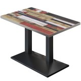BPA | Table de Bistro | 110 x 60 x 78,5 cm | Rectangulaire | Bord en acier inoxydable | Vintage Coloré / Noir